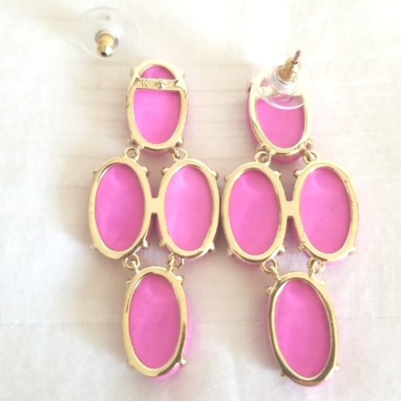 Kendra Scott Hot Pink Gold Agate Earrings - Picture 4 of 5
